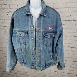 VTG Brockum Heavy Denim Pink Floyd Rock Grunge Jacket USA Made Size Large L